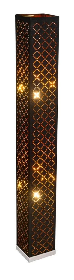 Globo Clarke Stehleuchte Schwarz, Blattgold 2x E27 Mit Schalter 15x15x118cm