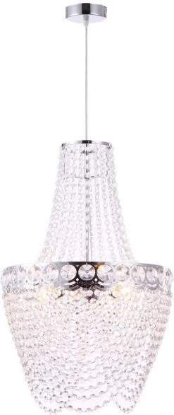 Globo Stromboli Hänge Kronleuchter Chrom, Klar 3x E27 Dimmbar 38x150cm