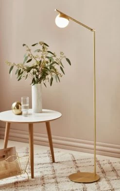 Nordlux CONTINA Stehlampe Messing, Opal Weiß G9 Mit Kabelschalter 35,5x25x139,5cm -Beleuchtung Rabatte 2010994035 1am