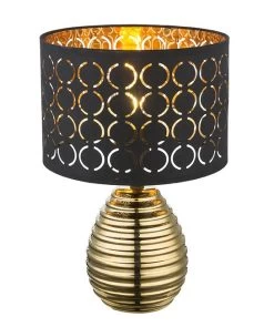 Globo Mirauea Tischleuchte Gold, Schwarz E27 Mit Schalter 25x38cm -Beleuchtung Rabatte 21616 a