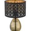 Globo Mirauea Tischleuchte Gold, Schwarz E27 Mit Schalter 25x38cm
