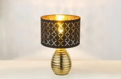 Globo Mirauea Tischleuchte Gold, Schwarz E27 Mit Schalter 25x38cm -Beleuchtung Rabatte 21616 t