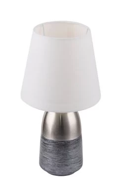 Globo Eugen Tischleuchte Silber Grau, Weiß E14 16x31cm