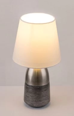 Globo Eugen Tischleuchte Silber Grau, Weiß E14 16x31cm -Beleuchtung Rabatte 24135w t