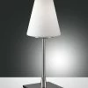 Tischleuchte Nickel Satiniert Weiß Fabas Luce Lucy Big E14