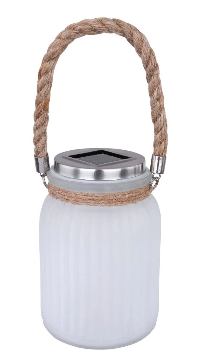 Solarglas Mit Kordel Satiniert LED Flackert Von Globo 1 Solarglas Mit Kordel Satiniert LED Flackert Von Globo