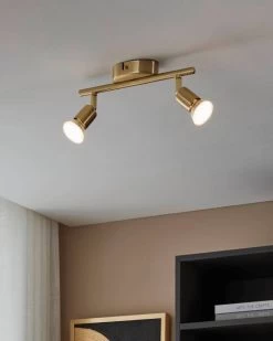 EGLO BUZZ LED Deckenstrahler Messing-gebürstet 2x GU10 28,5x6,5cm 9 EGLO BUZZ LED Deckenstrahler Messing-gebürstet 2x GU10 28,5x6,5cm -Beleuchtung Rabatte 33185 ambient 0001