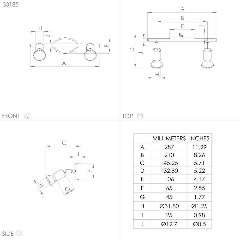 EGLO BUZZ LED Deckenstrahler Messing-gebürstet 2x GU10 28,5x6,5cm 2 EGLO BUZZ LED Deckenstrahler Messing-gebürstet 2x GU10 28,5x6,5cm – Bild 2