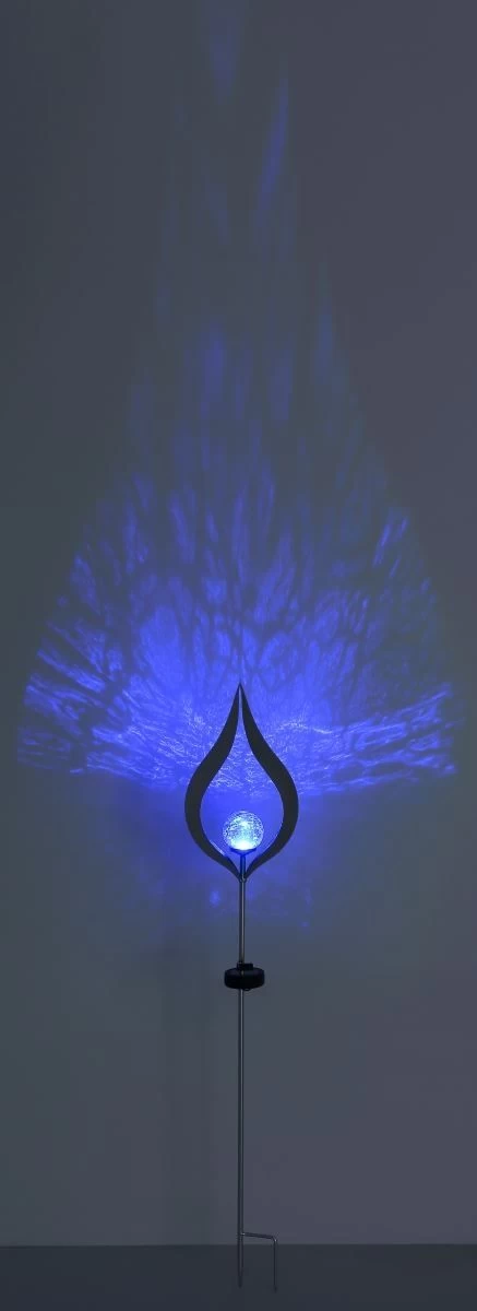 Design Solarleuchte Silber Mit Blauer Glaskugel 17,5x6x90cm Mit Erdspieß Von Globo 5 Design Solarleuchte Silber Mit Blauer Glaskugel 17,5x6x90cm Mit Erdspieß Von Globo – Bild 5