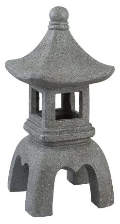 LED Solarleuchte Pagode Tempel Statue In Steinoptik Grau 18,5x18,5x39,5cm Von Globo