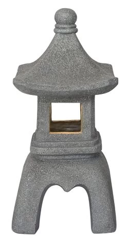 LED Solarleuchte Pagode Tempel Statue In Steinoptik Grau 18,5x18,5x39,5cm Von Globo -Beleuchtung Rabatte 33567 c