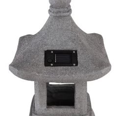 LED Solarleuchte Pagode Tempel Statue In Steinoptik Grau 18,5x18,5x39,5cm Von Globo -Beleuchtung Rabatte 33567 e