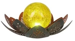 LED Solarleuchte Blüte Mit Glaskugel Amber Grün Goldfarbend 22x13,8cm Von Globo -Beleuchtung Rabatte 33655 a