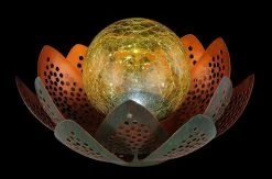 LED Solarleuchte Blüte Mit Glaskugel Amber Grün Goldfarbend 22x13,8cm Von Globo -Beleuchtung Rabatte 33655 ax