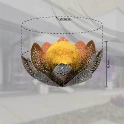 LED Solarleuchte Blüte Mit Glaskugel Amber Grün Goldfarbend 22x13,8cm Von Globo -Beleuchtung Rabatte 33655 zldw
