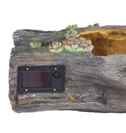 LED Solar Blumentopf In Holzoptik Antik-grau Zum Bepflanzen LBH:44,3x17,3x13,5cm Von Globo -Beleuchtung Rabatte 33657 e