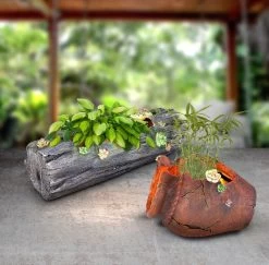 LED Solar Blumentopf In Holzoptik Antik-grau Zum Bepflanzen LBH:44,3x17,3x13,5cm Von Globo -Beleuchtung Rabatte 33658 am 1