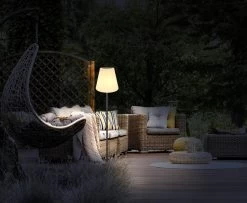 RGBW LED Solar Stehleuchte 34x150cm Metall Kunststoff Schwarz Matt Opal Von Globo -Beleuchtung Rabatte 33897 am 001