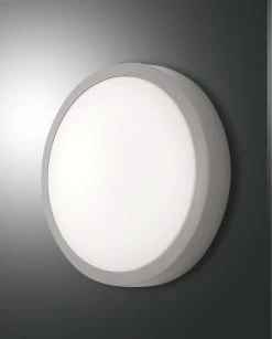 LED Deckenaußenleuchte Grau Fabas Luce Axel 30cm 1300lm IP65 Stoßfest