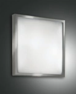LED Deckenleuchte Nickel Satiniert Fabas Luce Osaka 30x30cm 1000lm