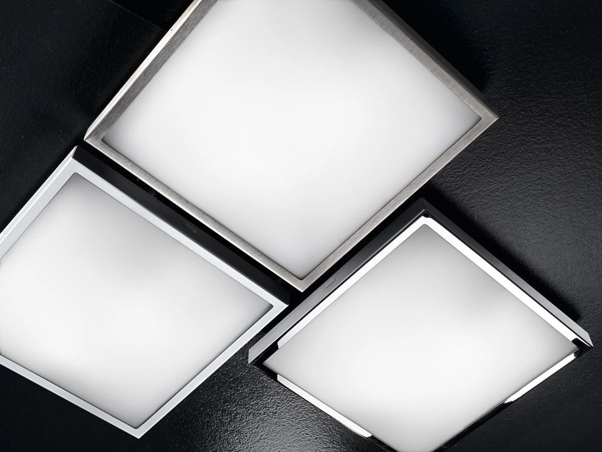 LED Deckenleuchte Chrom Fabas Luce Osaka 30x30cm 1000lm 2 LED Deckenleuchte Chrom Fabas Luce Osaka 30x30cm 1000lm – Bild 2