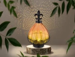 LED Solar Tischleuchte Glastropfen In Metallkäfig, Orange Schwarz-matt 17x25cm Von Globo 9 LED Solar Tischleuchte Glastropfen In Metallkäfig, Orange Schwarz-matt 17x25cm Von Globo -Beleuchtung Rabatte 36133 am