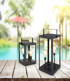 LED Solar Laterne Mit 2x Edison Leuchtmittel Schwarz Amber LBH 14x14x28cm Von Globo 11 LED Solar Laterne Mit 2x Edison Leuchtmittel Schwarz Amber LBH 14x14x28cm Von Globo -Beleuchtung Rabatte 36700 am