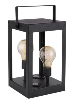 LED Solar Laterne Mit 2x Edison Leuchtmittel Schwarz Amber LBH 14x14x28cm Von Globo