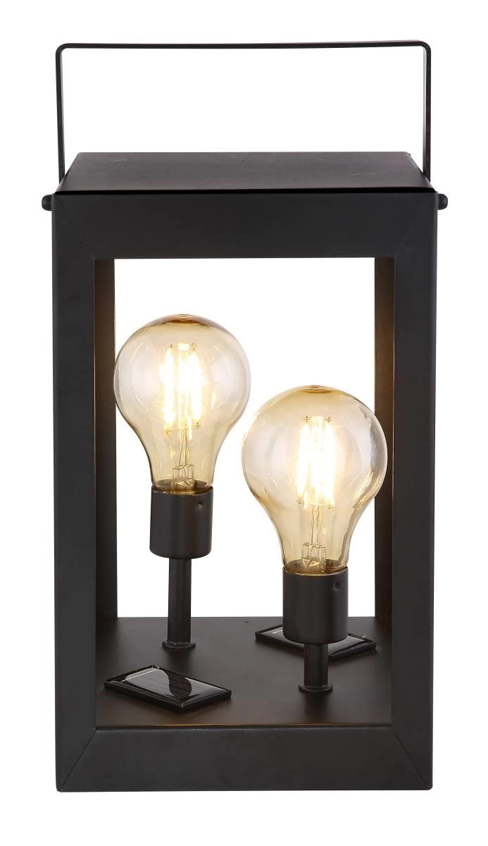 LED Solar Laterne Mit 2x Edison Leuchtmittel Schwarz Amber LBH 14x14x28cm Von Globo 3 LED Solar Laterne Mit 2x Edison Leuchtmittel Schwarz Amber LBH 14x14x28cm Von Globo – Bild 3