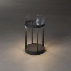 KONSTSMIDE Chieti Grau LED USB Akku Laterne Rund Dimmbar 2700K/3000K Glasdeck -Beleuchtung Rabatte 41046 7821 300.p.1.0