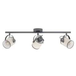 EGLO RUSCOMB Deckenstrahler Papier Schwarz, Natur 3x E27 Dimmbar 77,5x23,5x17,5cm