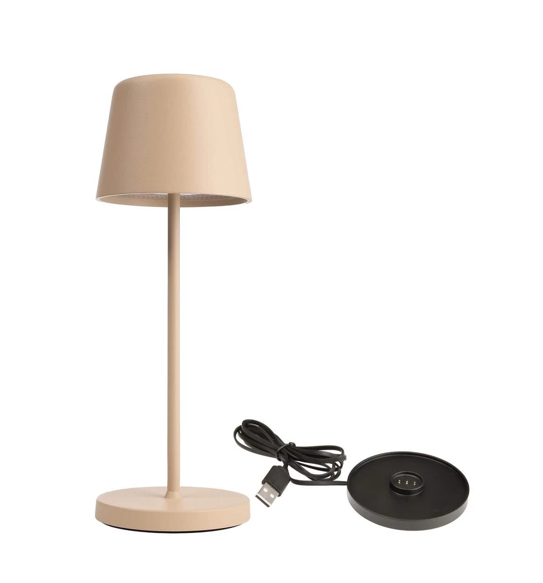 Deko Light Akku Tischlampe Canis Mini Beige Dimmbar Mit Ladesockel 2200/3000K IP65