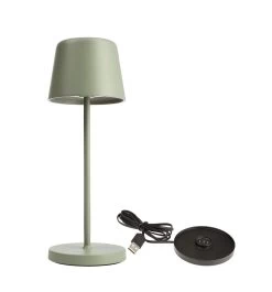Deko Light Akku Tischlampe Canis Mini Graugrün Dimmbar Mit Ladesockel 2200/3000K IP65