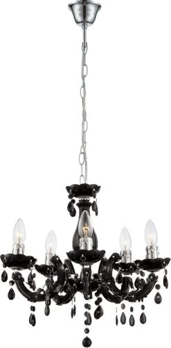 Globo Cuimbra Ii Hänge Kronleuchter Schwarz, Chrom 5x E14 Dimmbar 44x128cm