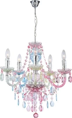 Globo Nevada Hänge Kronleuchter Bunt 5x E14 Dimmbar 51x149cm