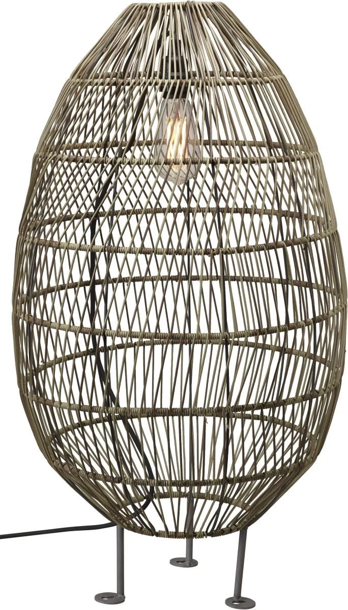 Terrassen Stehleuchte Inkl. 2,5m Kabel PR Home Hanoi 100x55cm Kunststoff Rattan Natur Braun
