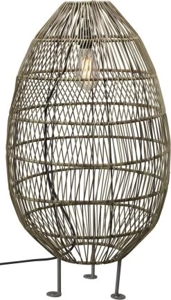 Terrassen Stehleuchte Inkl. 2,5m Kabel PR Home Hanoi 80x45cm Kunststoff Rattan Natur Braun