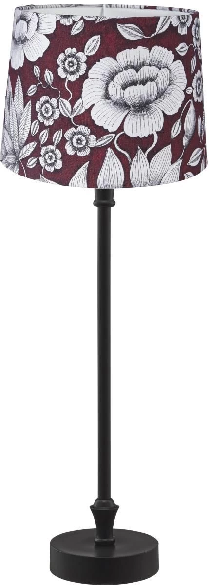 PR Home Liam Schmale Fensterbank Tischlampe Schwarz Textilschirm Rot Blumen E27 59x20x20cm 1 PR Home Liam Schmale Fensterbank Tischlampe Schwarz Textilschirm Rot Blumen E27 59x20x20cm