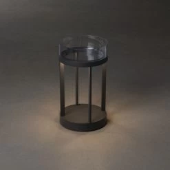 KONSTSMIDE Chieti Grau LED USB Akku Laterne Rund Dimmbar 2700K/3000K Glasdeck -Beleuchtung Rabatte 7821 300.f.1.0