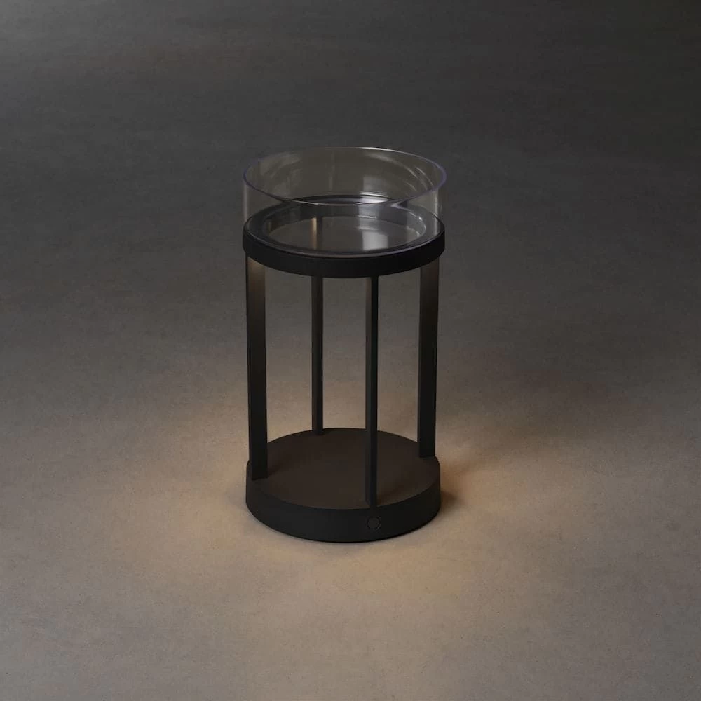 KONSTSMIDE Chieti Schwarz LED USB Akku Laterne Rund Dimmbar 2700K/3000K Glasdeck 4 KONSTSMIDE Chieti Schwarz LED USB Akku Laterne Rund Dimmbar 2700K/3000K Glasdeck – Bild 4