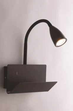 Luce Design Gulp Wandleuchte,Leselampe Schwarz GU10 29x25x12cm Mit USB Ladeport