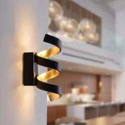 Luce Design Helix LED Wandleuchte Gold, Schwarz 450lm 3000K 15x26x13cm -Beleuchtung Rabatte 8031440362733 3