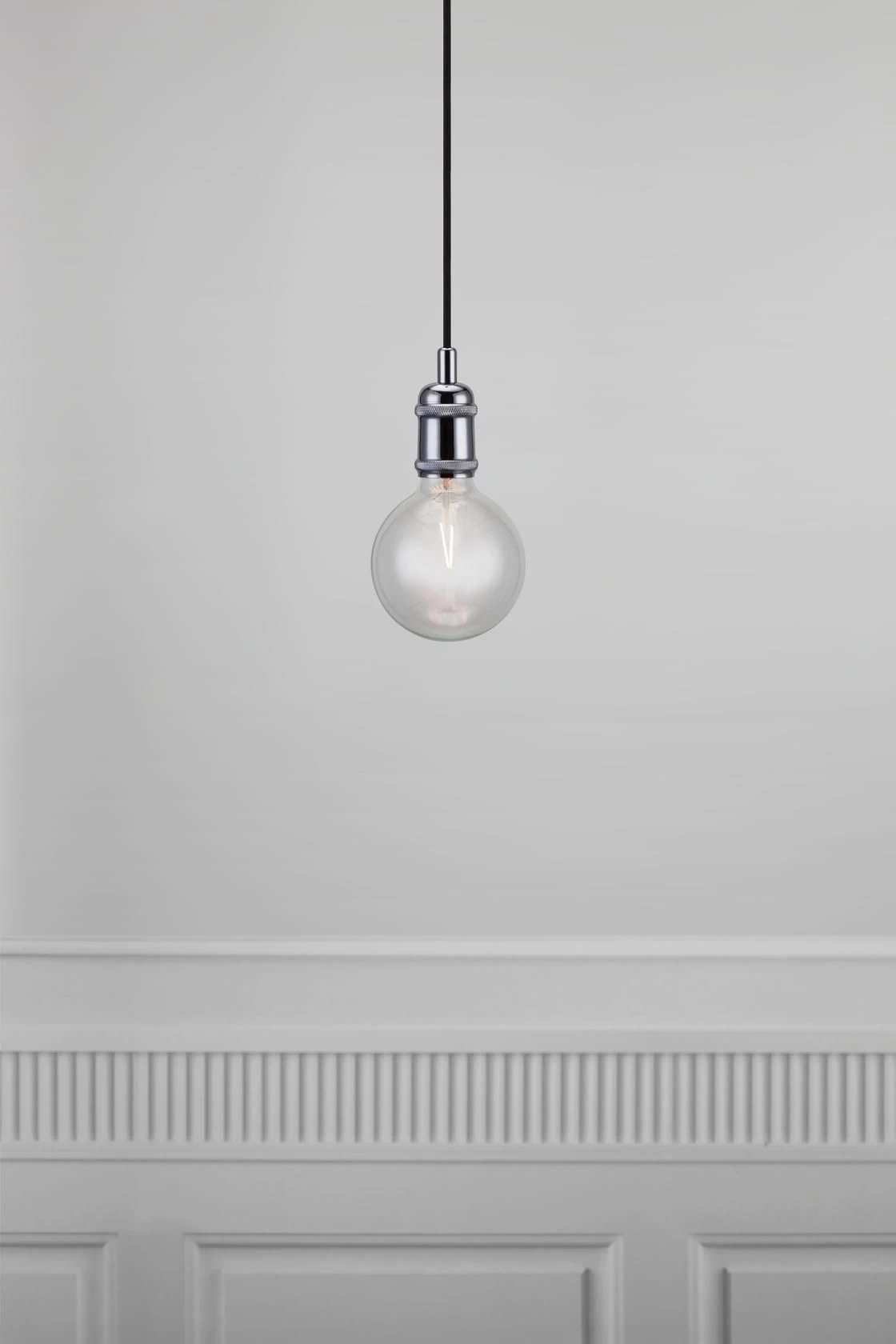 Nordlux Avra Pendelaufhang E27 Chrom Textilkabel 200cm 3 Nordlux Avra Pendelaufhang E27 Chrom Textilkabel 200cm – Bild 3