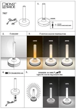 KONSTSMIDE Biarritz Akku Tischleuchte IP54 Schwarz Dimmbar 1800/3000/4000K 23 KONSTSMIDE Biarritz Akku Tischleuchte IP54 Schwarz Dimmbar 1800/3000/4000K -Beleuchtung Rabatte biarritzusbtischleuchte 1