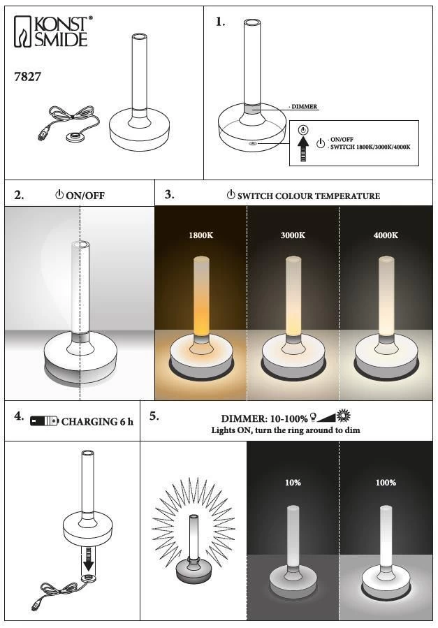 KONSTSMIDE Biarritz Akku Tischleuchte IP54 Schwarz Dimmbar 1800/3000/4000K 10 KONSTSMIDE Biarritz Akku Tischleuchte IP54 Schwarz Dimmbar 1800/3000/4000K – Bild 10