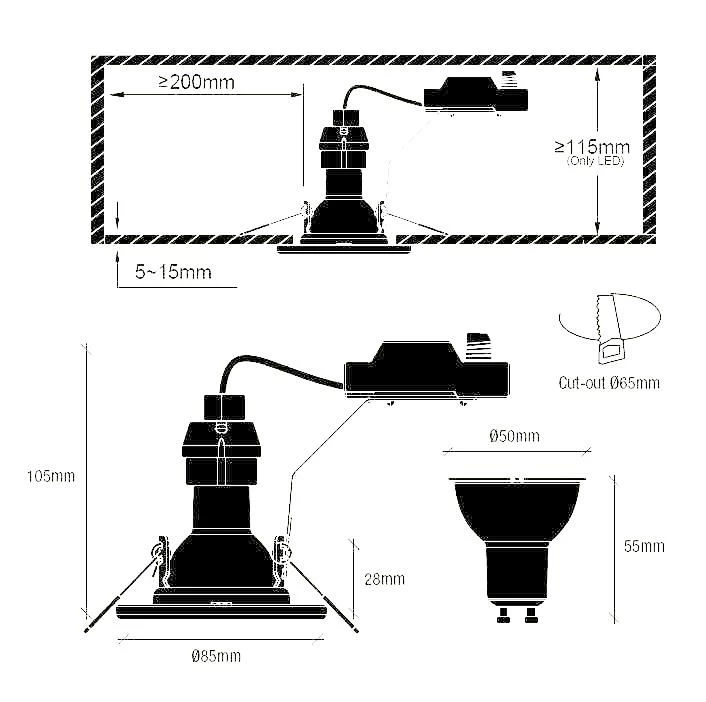 LED Einbaustrahler Weiß Nordlux Canis 5er Set GU10 A 230lm 2700K 6 LED Einbaustrahler Weiß Nordlux Canis 5er Set GU10 A 230lm 2700K – Bild 6