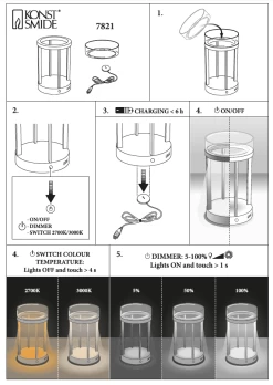 KONSTSMIDE Chieti Grau LED USB Akku Laterne Rund Dimmbar 2700K/3000K Glasdeck -Beleuchtung Rabatte chieti 1 1