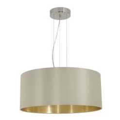Goldig Stoff Hängeleuchte, 530mm, E27 Nickel-matt, Taupe