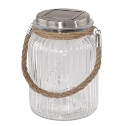 EGLO Solar LED Tischleuchte Klar Edelstahl Glas Einwegglas M. Kordel