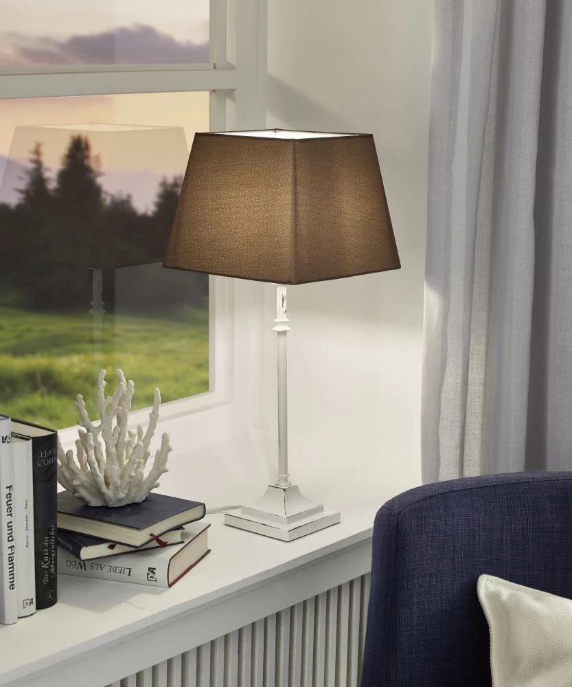 EGLO 1+1 Vintage Retro Tischleuchten Fuss, E14 Weiss-patina 2 EGLO 1+1 Vintage Retro Tischleuchten Fuss, E14 Weiss-patina – Bild 2